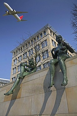 Statues and airplane, Berlin, Germany, Europe