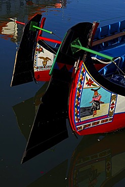 Traditional boats "Moliceiros", Canal central, Aveiro, Beiras region, Portugal, Europe