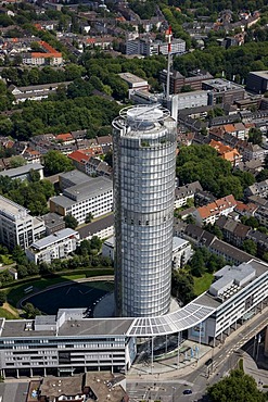 Downtown, RWE Tower administrative building, right, Essen, North Rhine-Westphalia, Germany, Europe