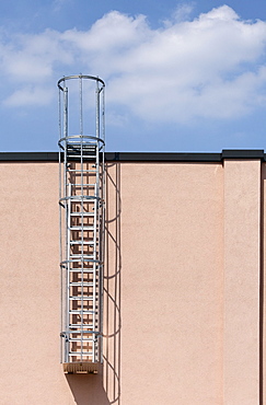Rescue ladder at a supermarket building, escape route, Duesseldorf, North Rhine-Westphalia, Germany, Europe