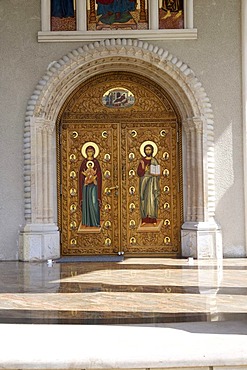 Monastery, church door, Romanian Orthodox, with Manolea, Romania, Europe