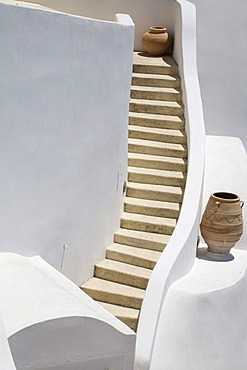 Winding stairway, Firostefani, Santorini, Cyclades, Greece, Europe