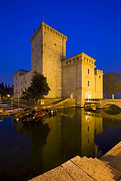 Medieval Rocca fortress with moat in Riva del Garda, Lake Garda, Trentino, Alto Adige, Italy, Europe