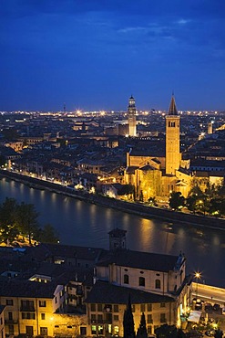 View of Verona with Sant'Anastasia Church, Veneto, Italy, Europe