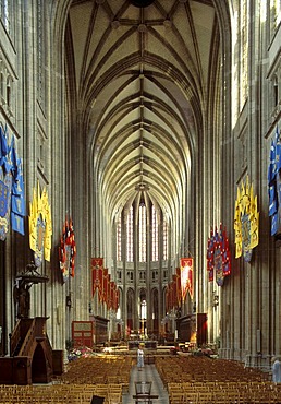 Interior view of the Cathedral of Ste-Croix, Orleans, Loire Valley, Loiret, Centre, France, Europe