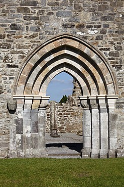 Portal of the cathedral, Clonmacnoise Monastery, County Offaly, Leinster, Republic of Ireland, Europe