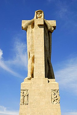 Christopher Columbus statue in Huelva, Costa de la Luz, Huelva region, Andalucia, Spain, Europe