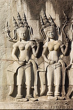 Relief of Apsara dancers, Angkor Wat Temple, Angkor temples, Siem Reap, Cambodia, Indochina, Southeast Asia