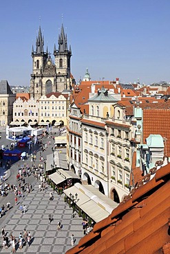 Tyn Church, Hotel U Prince terrace, Old Town Square, Prague, Old Town, Czech Republic, Europe