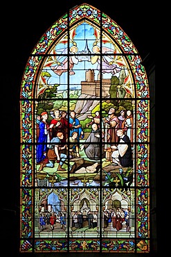 Stained glass window, church of Saint-Sulpice, Fougeres, Ille-et-Vilaine, Region Bretagne, France, Europe