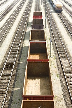 Railroad tracks, empty wagons