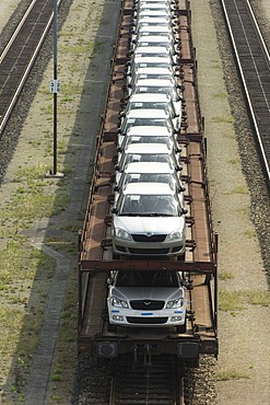 Railway tracks, car transportation with special wagons