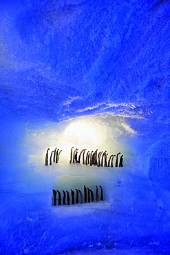 Mt. Mittelallalin, largest glacier cave in the world, Saas Fee, Valais, Switzerland, Europe