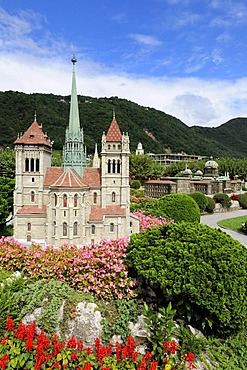 Cathedral of Geneva in miniature, Swissminiatur, Melide, Lugano, Ticino, Switzerland, Europe