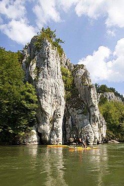 Kayaking at the Danube Gorge on the Danube River near Kelheim, Bavaria, Germany, Europe