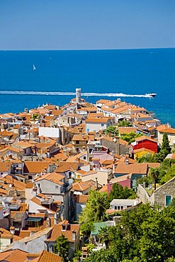 View from the town walls, Piran, Slovenia, Europe