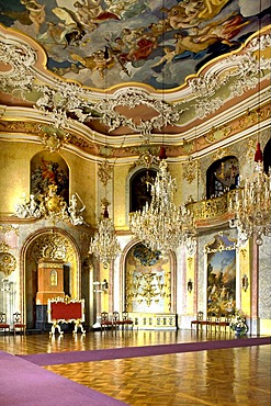 Throne room of Schloss Heidecksburg castle, Rudolstadt, Thuringia, Germany, Europe