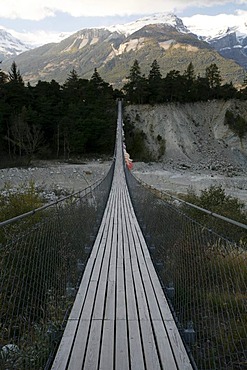 Buthan-Bridge over Illgraben, most dangerous mountain torrent of Switzerland, Natural Park Pfynwald, Pfyn-Finges, Valais, Switzerland, Europe