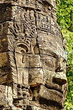 Stone face, Ta Som, Angkor Wat complex, Siem Reap, Cambodia, Southeast Asia, Asia