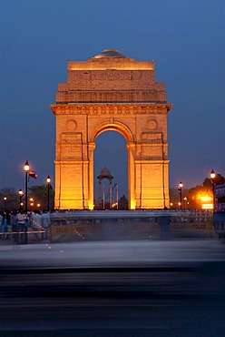 India Gate at night, vibrant, New Delhi, India, Asia