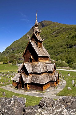 The stave church Borgund is one of the finest examples of the Norwegian art of stave construction, Norway, Scandinavia, Europe