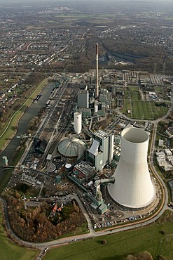 Aerial photo, STEAG EVONIK coal power station Walsum, building site, Duisburg, Rhein, North Rhine-Westphalia, Ruhr, Germany, Europe