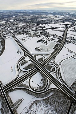 Aerial photo, Dortmund-West motorway junction, Ruhr area, North Rhine-Westphalia, Germany, Europe