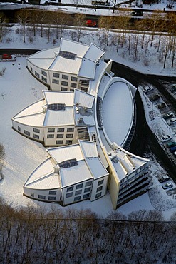 Aerial view, office buildings, commercial property, Am Eichenhain, snow, winter, Siegen, Sauerland area, North Rhine-Westphalia, Germany, Europe