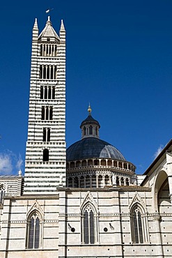 Duomo Santa Maria Assunta Cathedral, Campanile, Siena, Unesco World Heritage Site, Tuscany, Italy, Europe