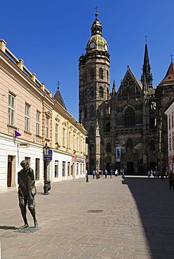 Historic houses and St. Elisabeth Cathedral in the historic town of Kosice, Slovakia, Eastern Europe