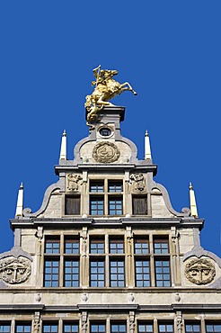 Facades of a guild house on the Grote Markt square, Antwerp, Flanders, Belgium, Europe