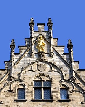 Facades of a guild house on the Grote Markt square, Antwerp, Flanders, Belgium, Europe