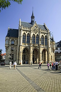 The city hall at the Fischmarkt square, Erfurt, Thuringia, Germany, Europe