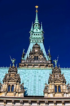 The tower of the city hall, Hamburg, Germany, Europe