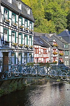 Townscape of Monschau on the Rur river, Eifel, North Rhine-Westphalia, Germany, Europa