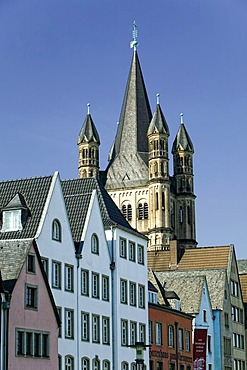 Gross Sankt Martin Church in the historic centre of Cologne, North Rhine-Westphalia, Germany, Europe