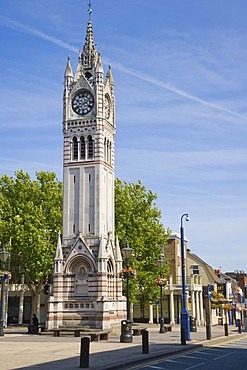 Milton Road with the town's clock tower, Gravesend, Kent, England, United Kingdom, Europe