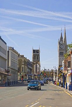 Milton Road with the town's clock tower, Gravesend, Kent, England, United Kingdom, Europe