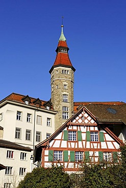 Town hall tower, Frauenfeld, Canton Thurgau, Switzerland, Europe