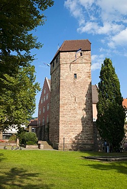 Pulverturm, Powder Tower, medieval tower, Eberbach, Rhein-Neckar-Kreis district, Baden-Wuerttemberg, Germany, Europe