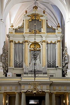 The organ in the Saint Petri church in Malmo, Sweden, Europe