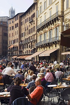 Stree cafe, restaurant, Piazza del Campo, Siena, Tuscany, Italy, Europe