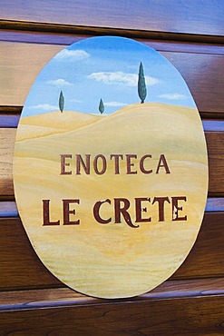 Enoteca sign, Pienza, Tuscany, Italy, Europe