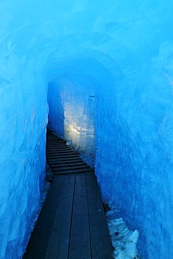 Ice tunnel in the Rhone Glacier, canton of Valais, Switzerland, Europe