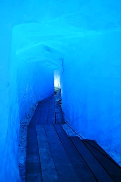 Ice tunnel in the Rhone Glacier, canton of Valais, Switzerland, Europe