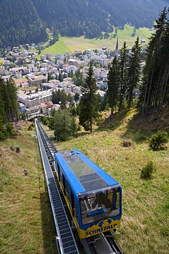 Bergbahn Schatzalp cable car, funicular, Schatzalp, townscape, Davos, Grisons, Switzerland, Europe