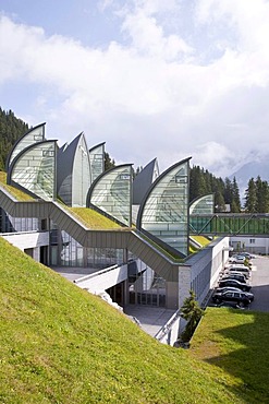 Bergoase spa of the Grand Hotel Tschuggen, architect Mario Botta, luxury hotel, Arosa, Graubuenden or Grisons, Switzerland, Europe