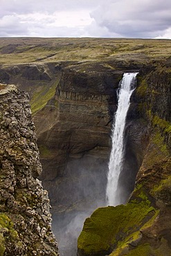 Haifoss waterfall with 120 meters height, Hekla, Iceland, Europe