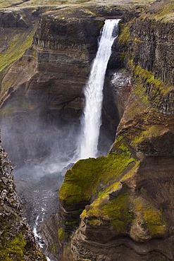 Haifoss waterfall, 120-meter-high waterfall, Hekla, Iceland, Europe