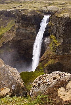 Haifoss waterfall with 120 meters descent, Hekla, Iceland, Europe